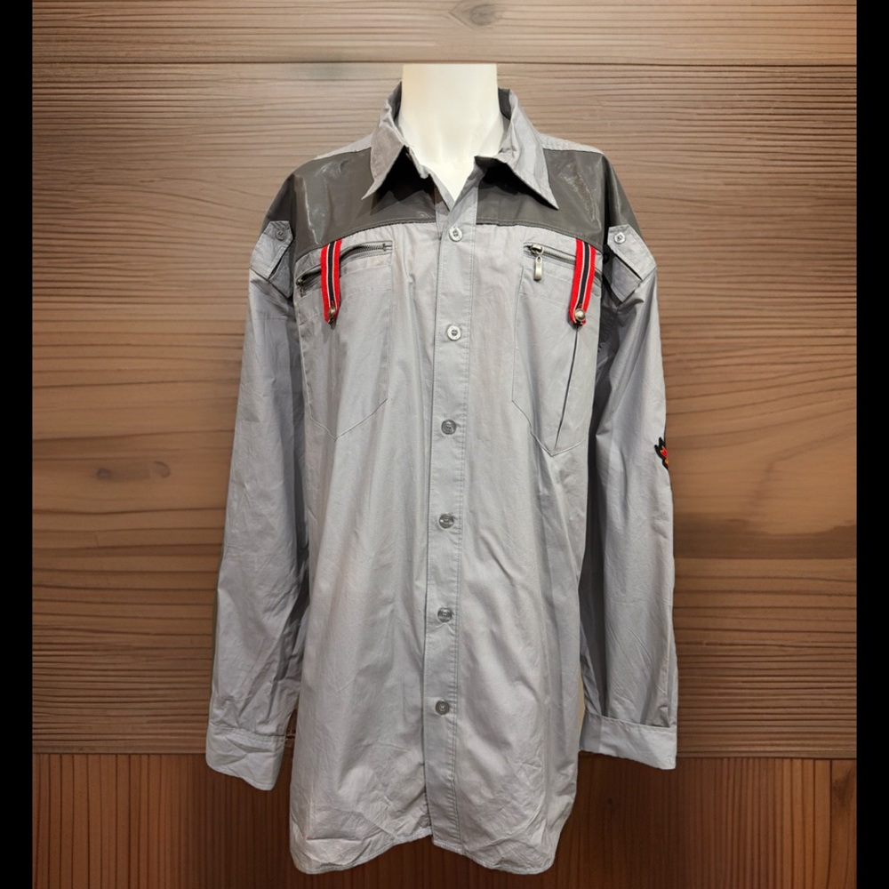 Beat & Rhythm Mens 5XL Gray Button Up Shirt Long Sleeve Utility Hiking Outdoor
